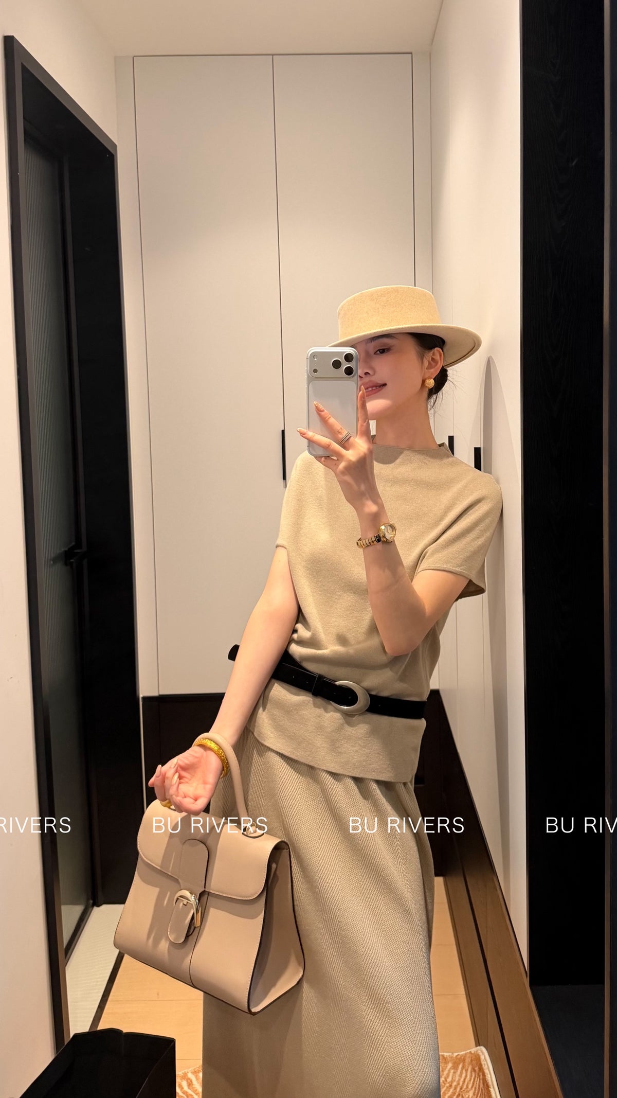 BU RIVERS Elegant High-Waisted Elastic Slimming Midi Skirt - Versatile Casual H-Line Pencil Skirt