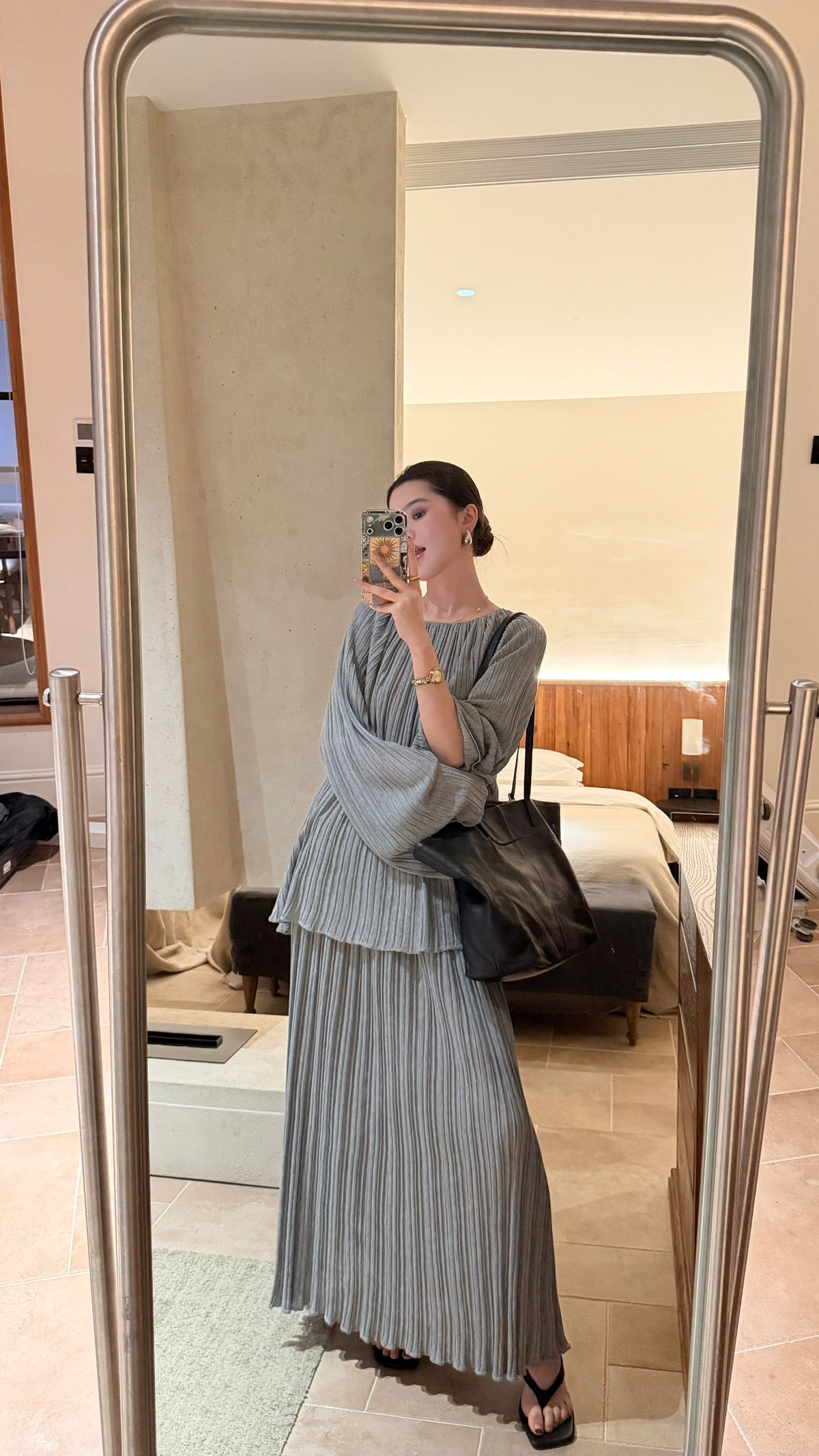 BU RIVERS Elegant High-Waist A-Line Pleated Maxi Skirt - Slimming Spring Fashion