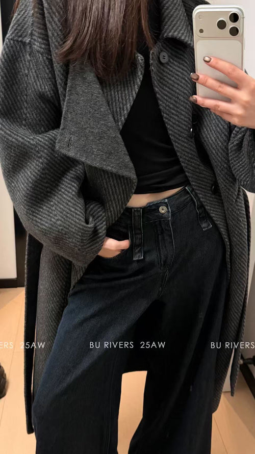 BU RIVERS Women's Winter Fleece-Lined Wide-Leg Jeans - Slimming Casual Commuter Denim